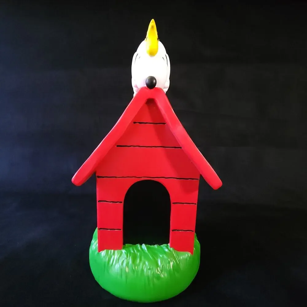 Peanuts Snoopy and Woodstock on Doghouse 12″ Tall Garden Statue Figure Rare